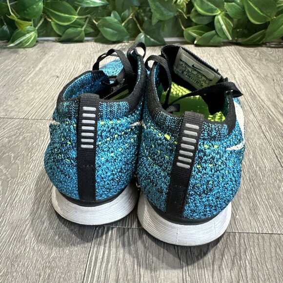 Nike Flyknit Racer Men 4.5/ 6 Women Running Shoes Blue Cactus 526628-402 - Picture 5 of 9